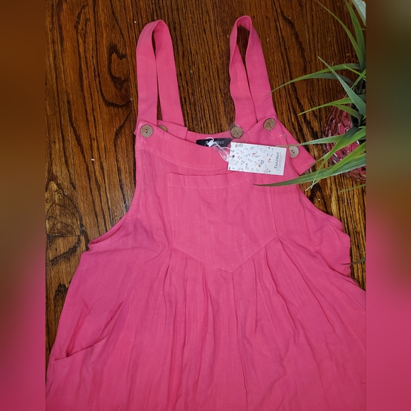 Automet NWT Women's Pink Jumpsuit Overalls Wide Leg Casuak - Picture 6 of 10